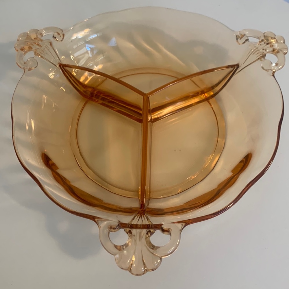 Vintage rose colored glass dish